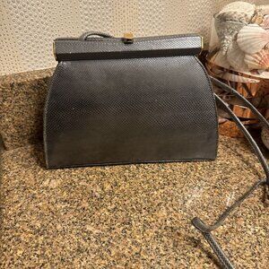 Susan‎ Gail Snakeskin Purse Gray  Shoulder Gold Hardware Vtg